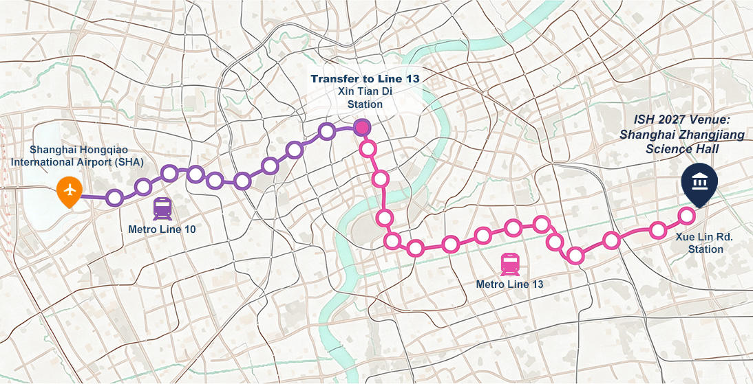 SHA Metro route map to venue