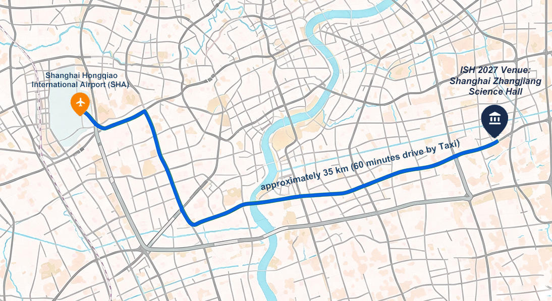 SHA Taxi route map to venue