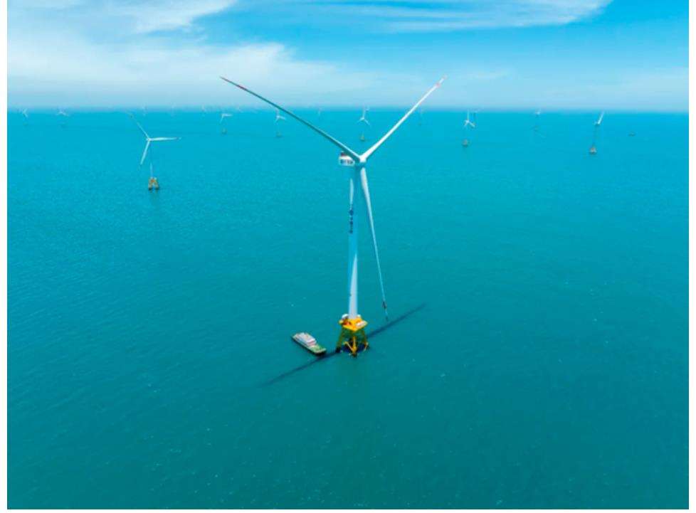 全球首台16兆瓦海上風電機組於2023年6月並網發電。韓磊攝